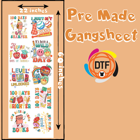 100 Days of Learning Collective Premade DTF Gangsheet