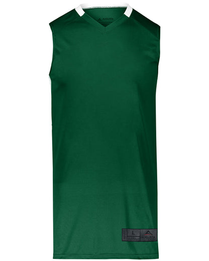 Augusta Sportswear Adult Step-Back Basketball Jersey DARK GREEN WHT