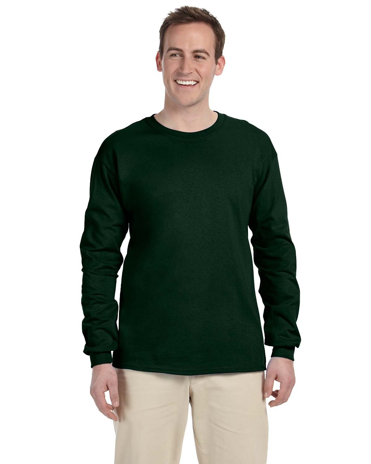 Fruit of the Loom Adult HD Cotton™ Long-Sleeve T-Shirt FOREST GREEN