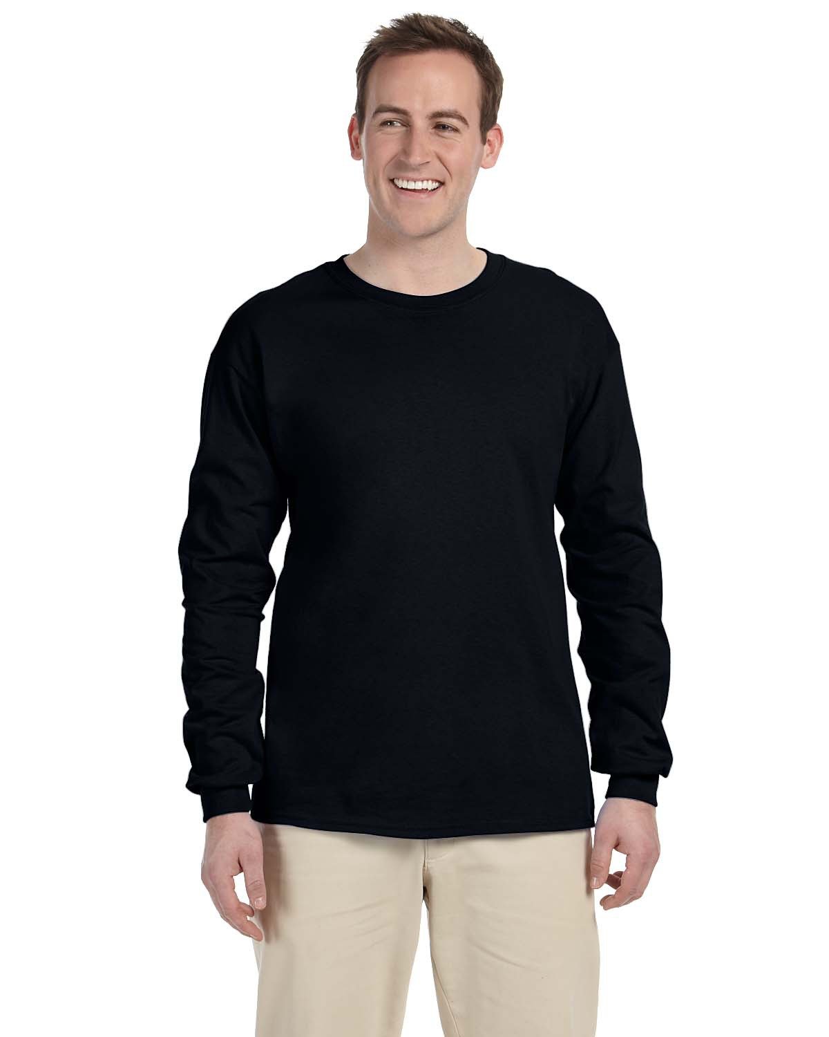 Fruit of the Loom Adult HD Cotton™ Long-Sleeve T-Shirt BLACK