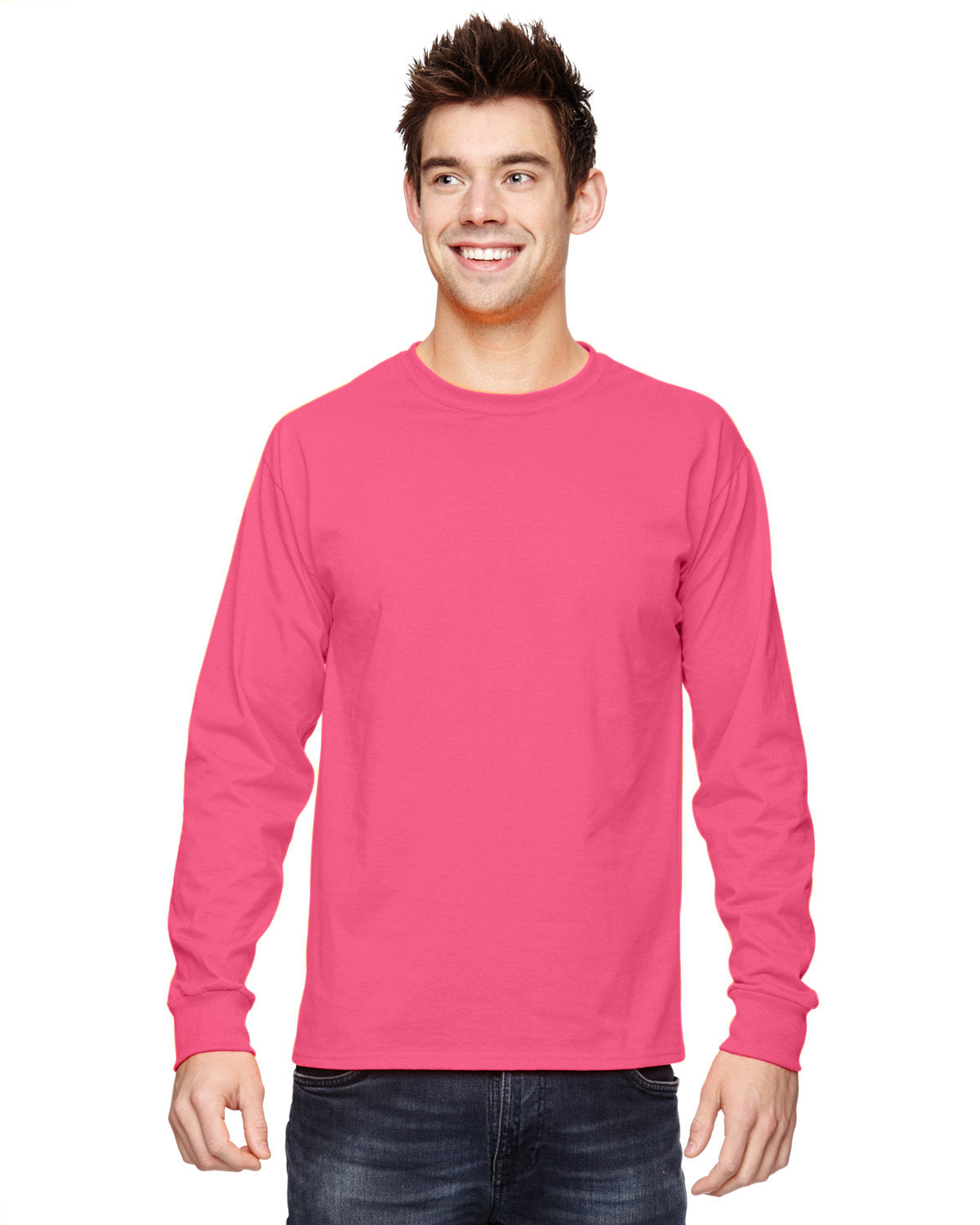 Fruit of the Loom Adult HD Cotton™ Long-Sleeve T-Shirt NEON PINK