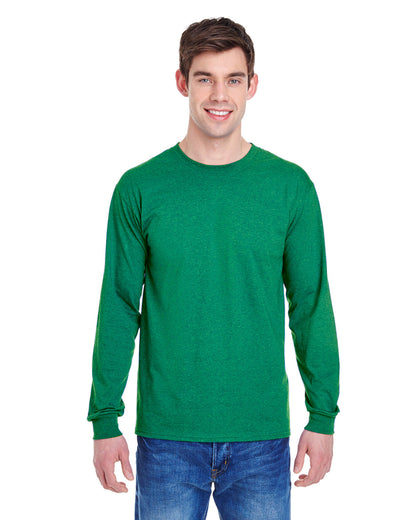 Fruit of the Loom Adult HD Cotton™ Long-Sleeve T-Shirt RETRO HTHR GREEN