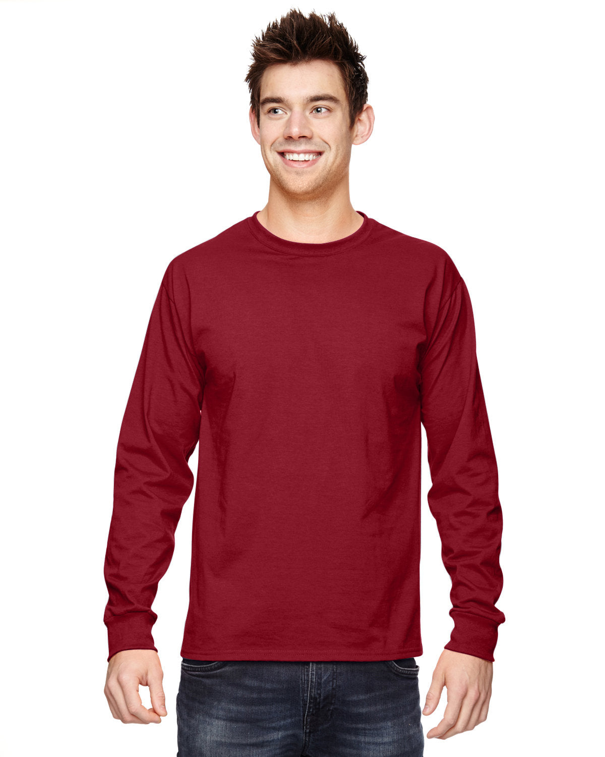 Fruit of the Loom Adult HD Cotton™ Long-Sleeve T-Shirt CRIMSON