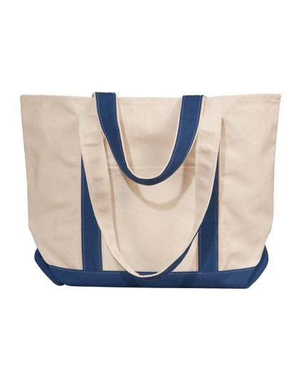 Liberty Bags Windward Large Cotton Canvas Classic Resort Tote NATURAL NAVY