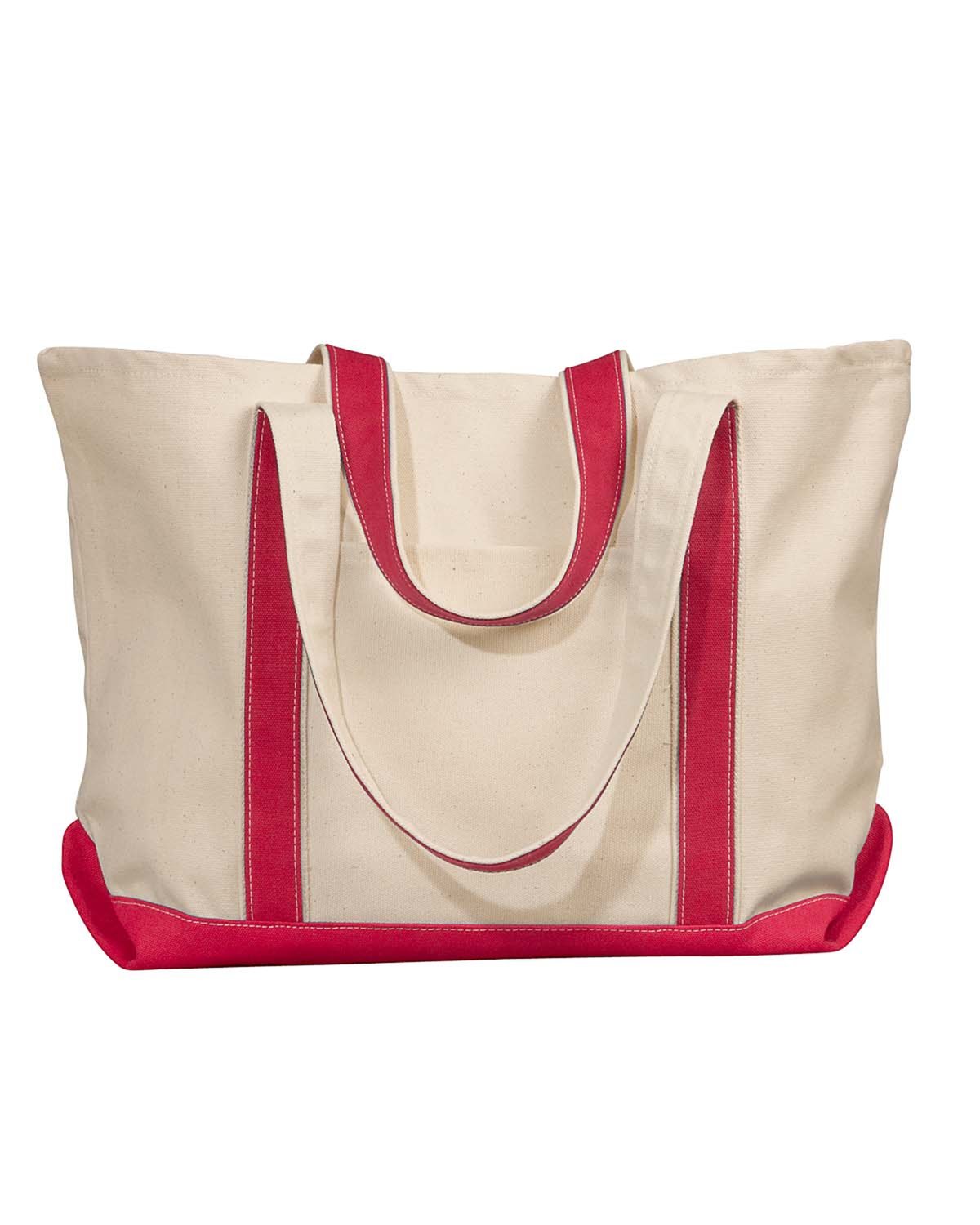 XL Cotton Canvas Resort Tote NATURAL RED