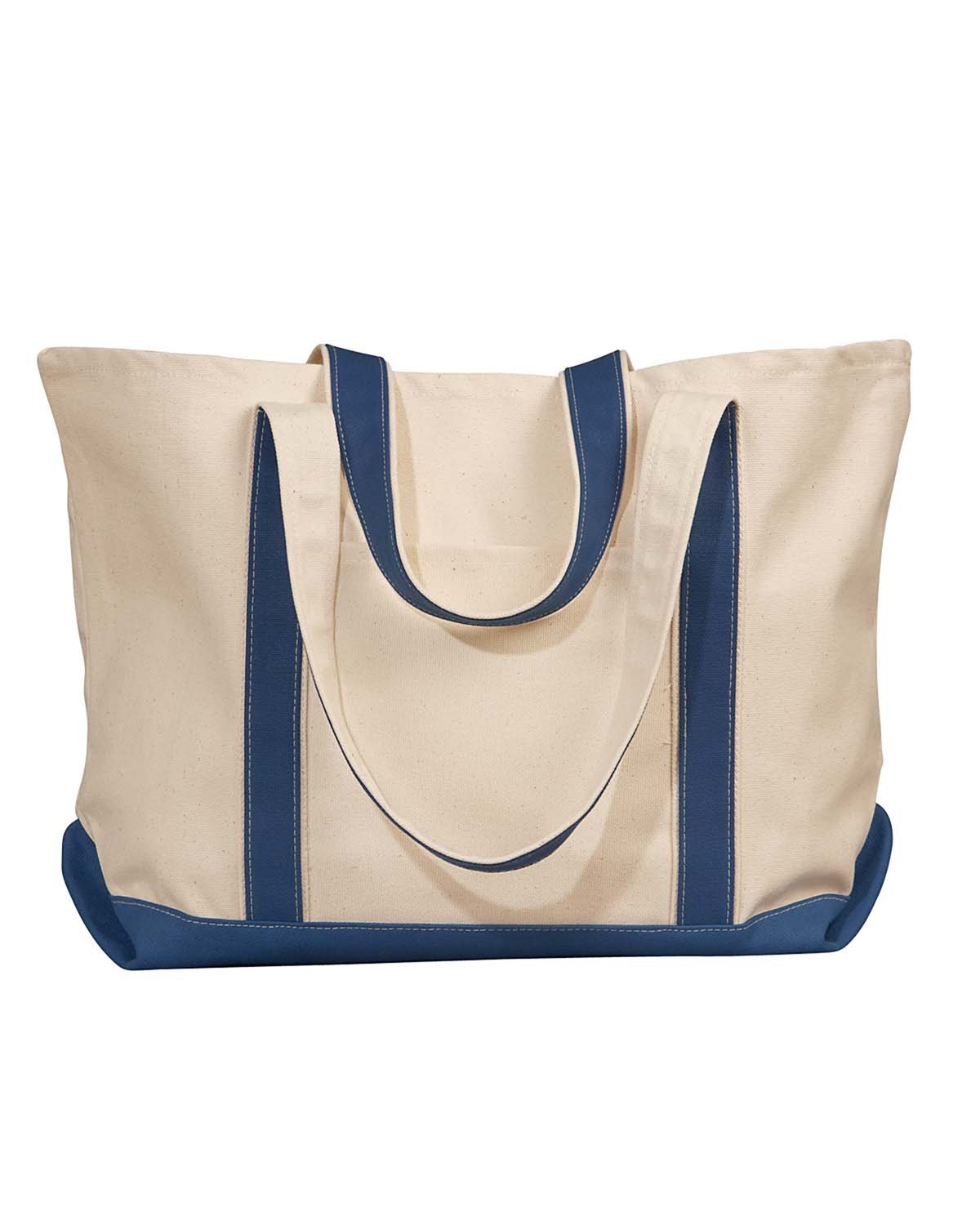 XL Cotton Canvas Resort Tote NATURAL ROYAL