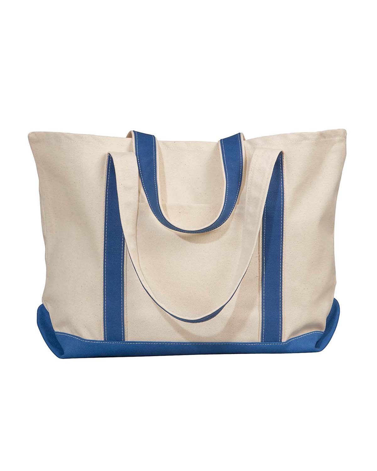 XL Cotton Canvas Resort Tote NATURAL NAVY