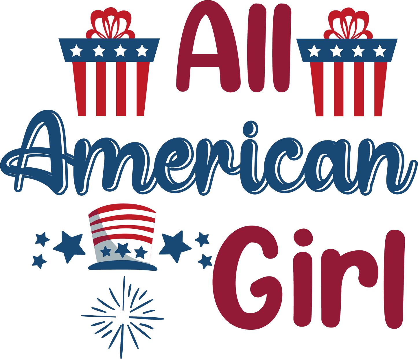 All American Girl - 1053 Ready to Press DTF Transfer  Buy Bulk DTF   