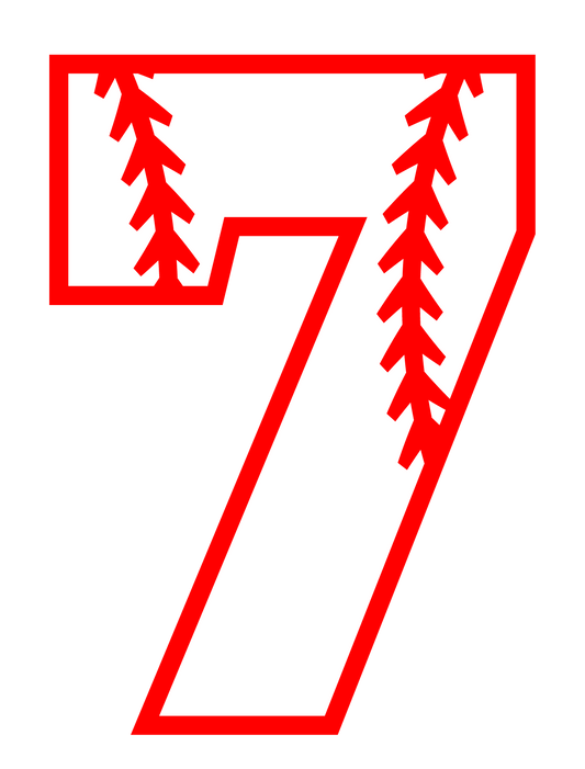 Baseball Number 7 Ready To Press DTF Transfer
