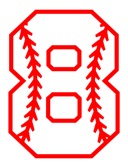 Baseball Number 8 Ready To Press DTF Transfer
