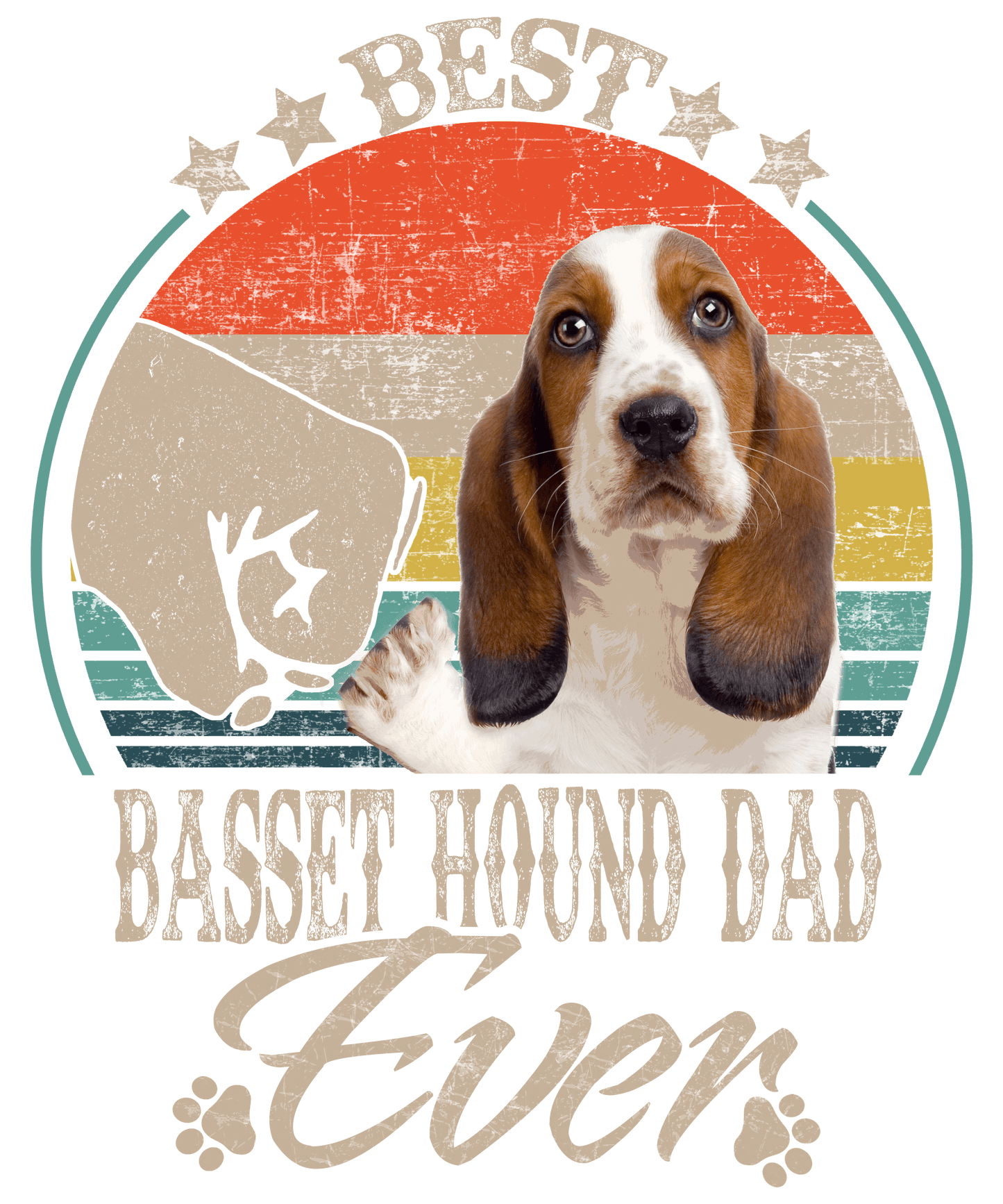 Best Basset Hound Dad Ready To Press DTF Transfer