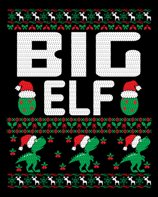 Big Elf Christmas Ugly Sweater Party Ready To Press DTF Transfer