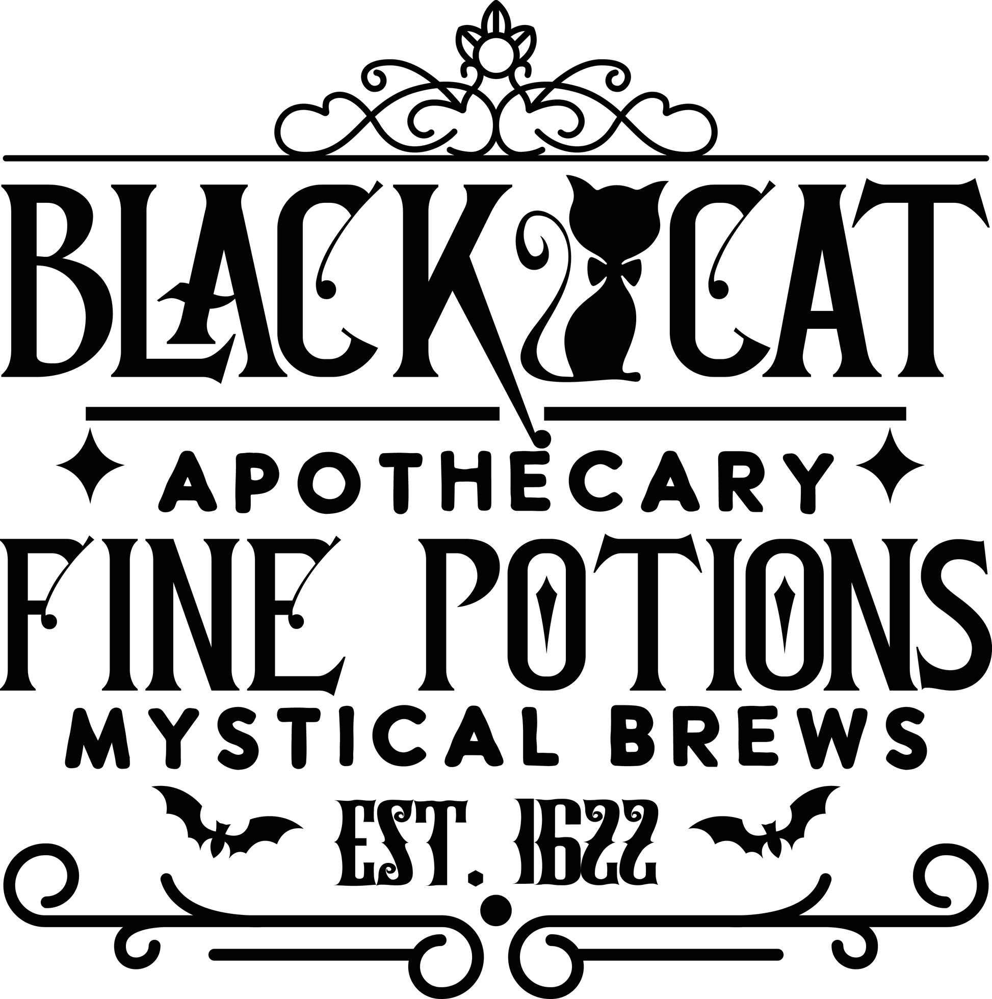 Black Cat Apothecary Potions Ready To Press DTF Transfer