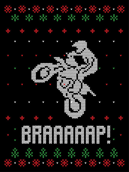 Brap Motocross Transparent PNG For Christmas Ugly Sweater Design Ready To Press DTF Transfer