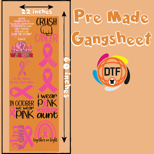 Cancer Crusaders Set Premade DTF Gangsheet