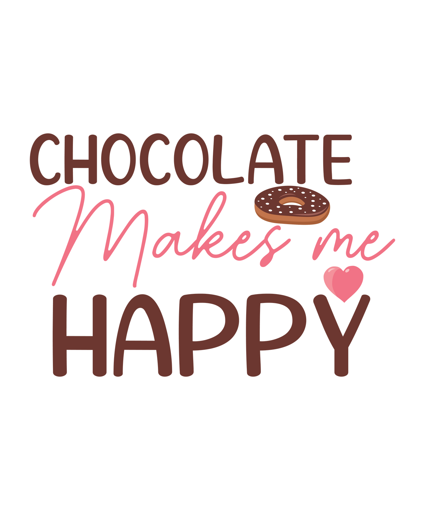 Chocolate Makes Me Happy - Ready To Press DTF Transfer