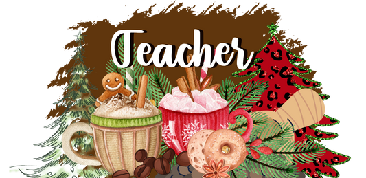 Christmas Teacher Coffee - UV DTF Libbey Glass Wrap