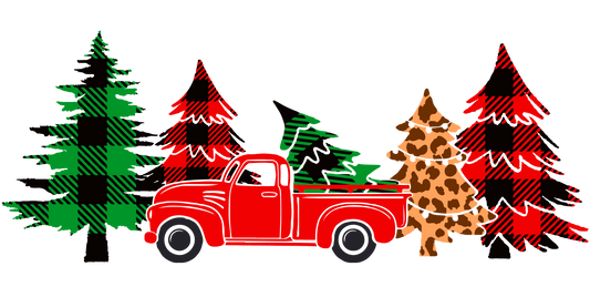 Christmas Truck UV DTF Libbey Glass Wrap