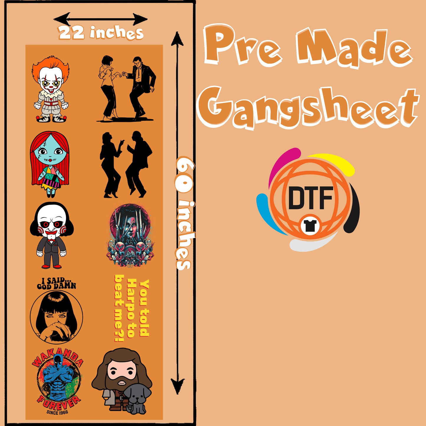 Cinema Classics Set Premade DTF Gangsheet