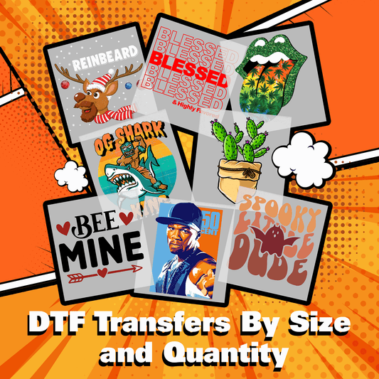 DTF Transfers By Size and Quantity  Buy Bulk DTF 2" x 2"  