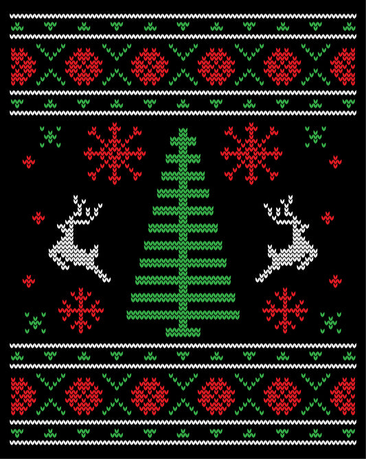 Deer Ornament Knitted Ugly Christmas Sweater Party Ready To Press DTF Transfer