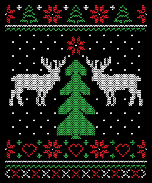 Deer Transparent Ugly Christmas Sweater Party Ready To Press DTF Transfer