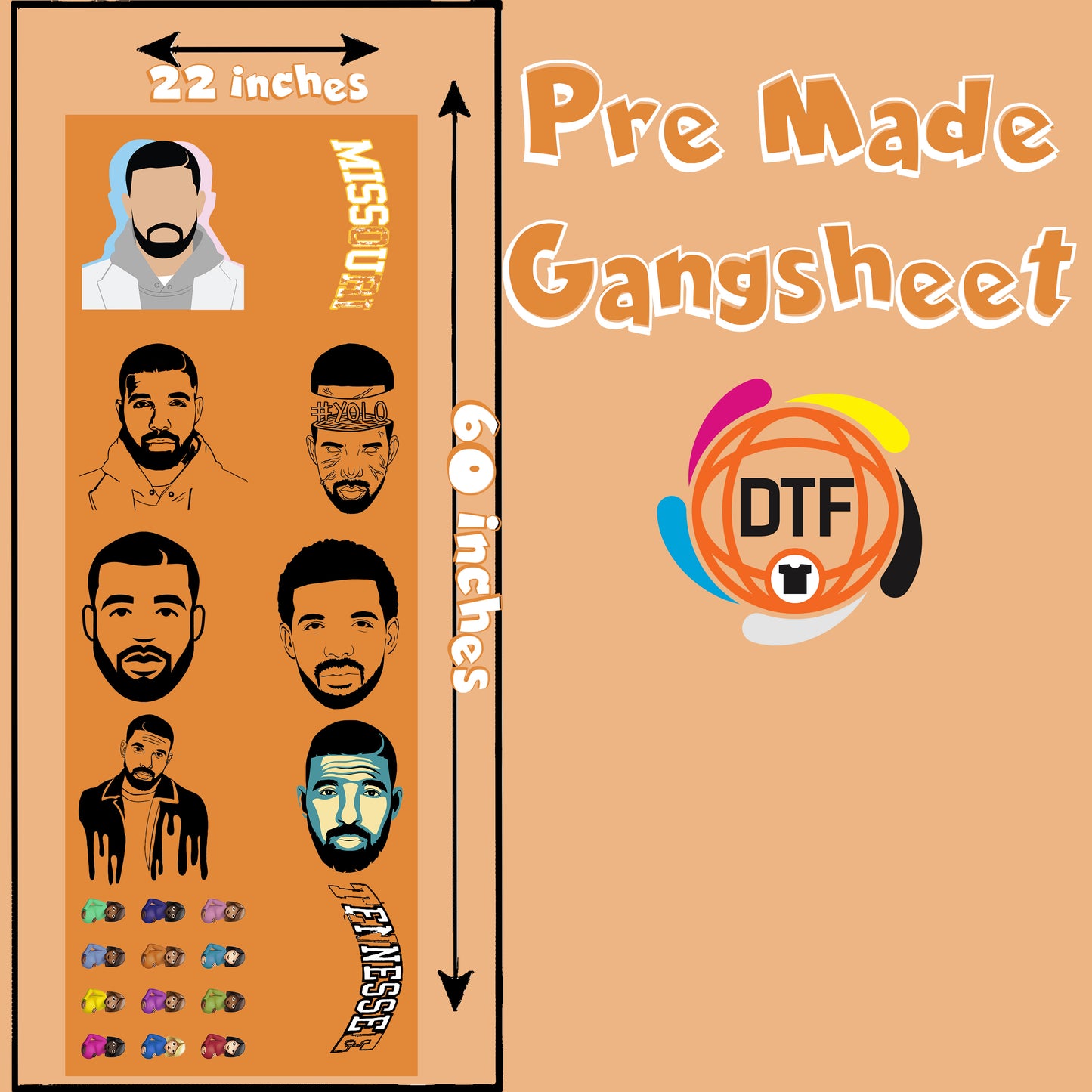 Drake Dreams Collective Premade DTF Gangsheet