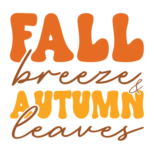 Fall Breeze and Autumn Leaves Ready To Press DTF Transfer