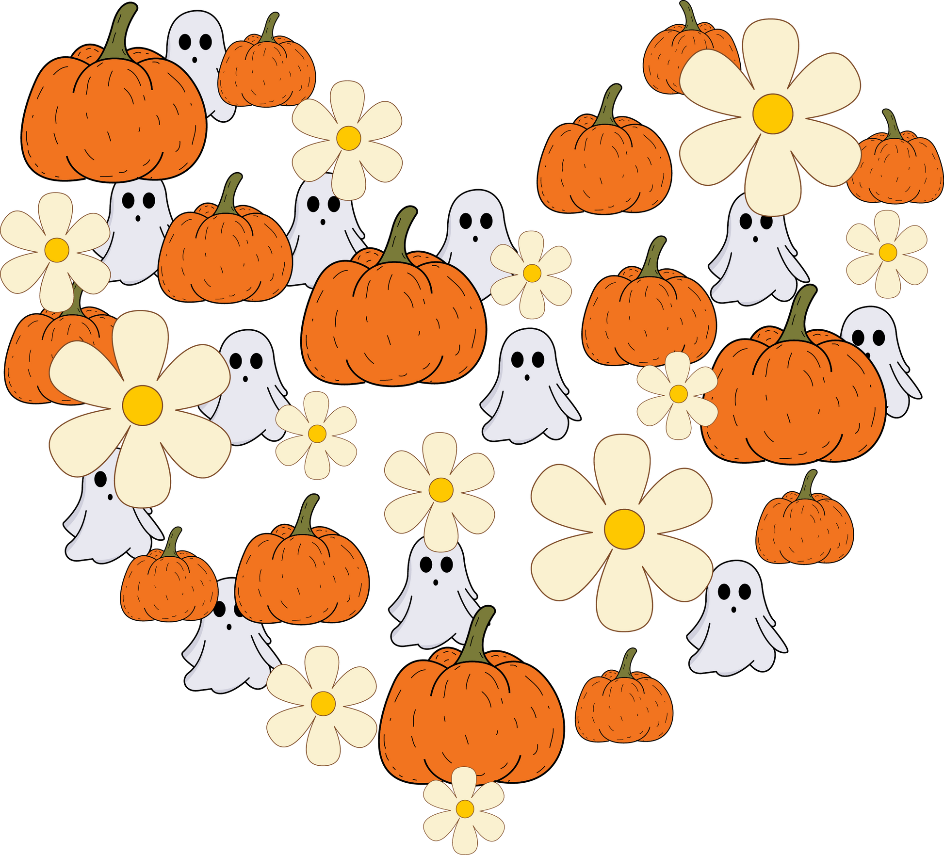 Ghost Flowers Heart Shape Ready To Press DTF Transfer  Buy Bulk DTF   