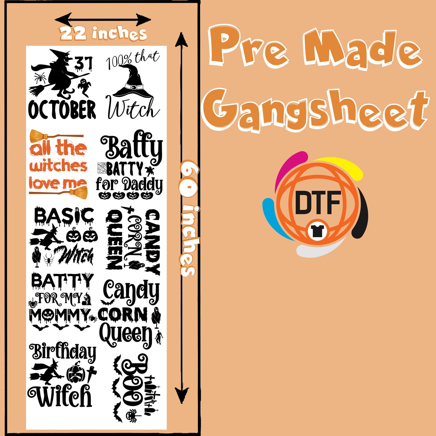 Ghoulish Gang Premade DTF Gangsheet