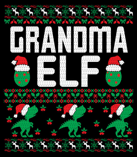 Grandma Elf Christmas Ugly Sweater Party Ready To Press DTF Transfer