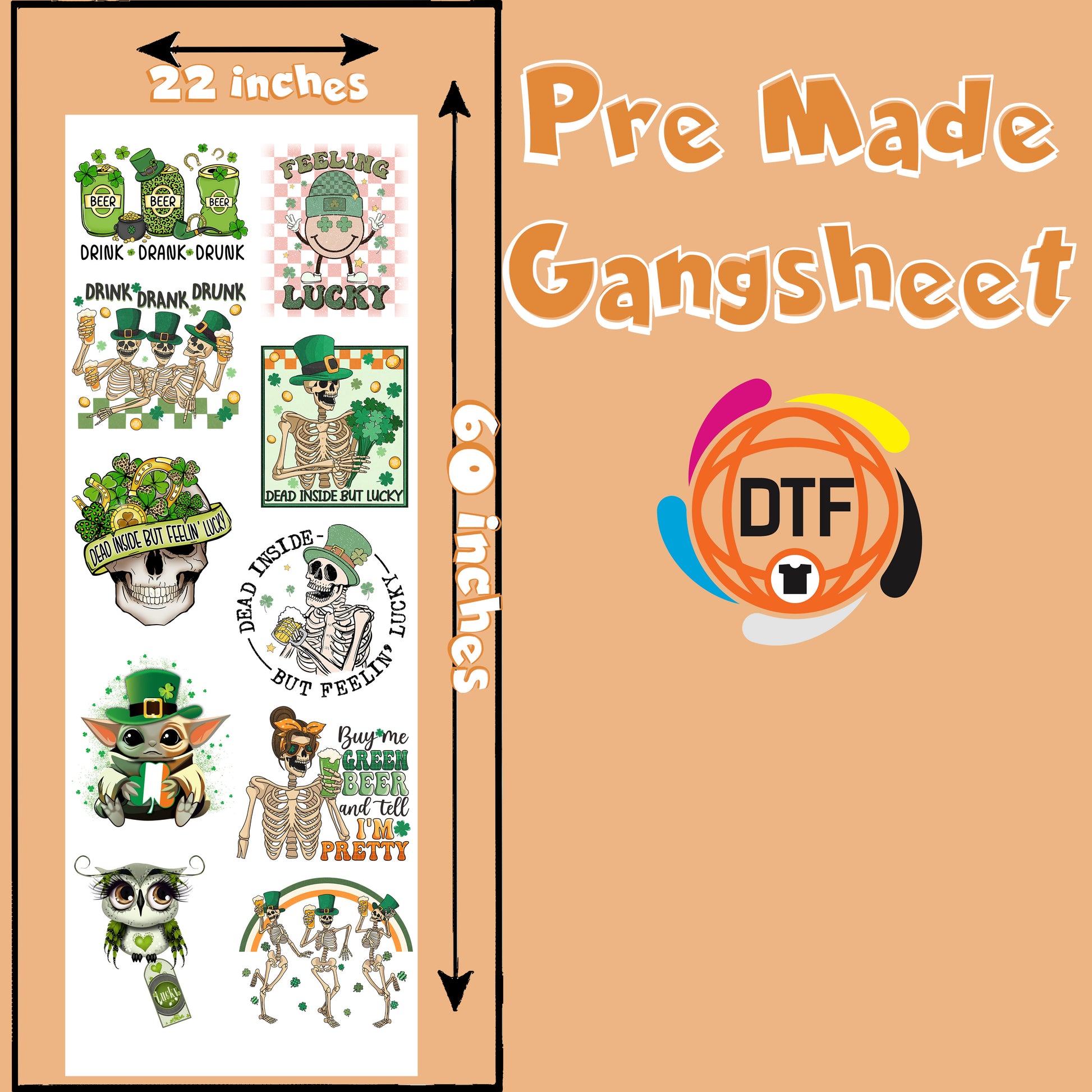 Green Glee Set Premade DTF Gangsheet