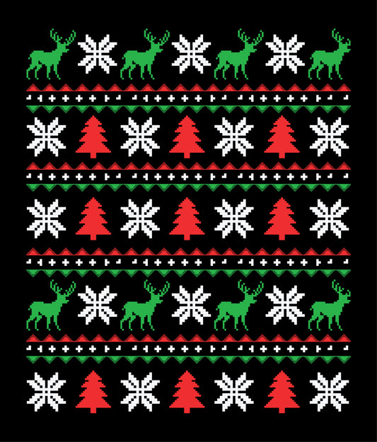 Holiday Patterns Christmas Ugly Sweater Party Ready To Press DTF Transfer