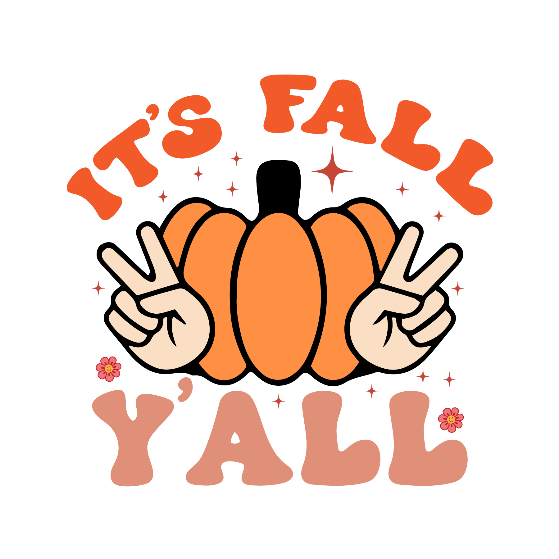 Its Fall Yall Peace Pumpkin Ready To Press DTF Transfer