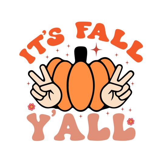 Its Fall Yall Peace Pumpkin Ready To Press DTF Transfer