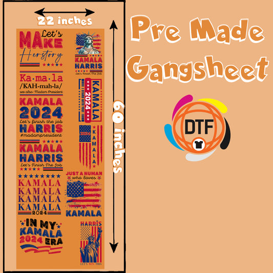 Kamala H Premade DTF Gangsheet