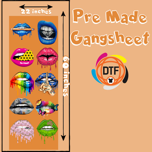 Luscious Lips Set Premade DTF Gangsheet