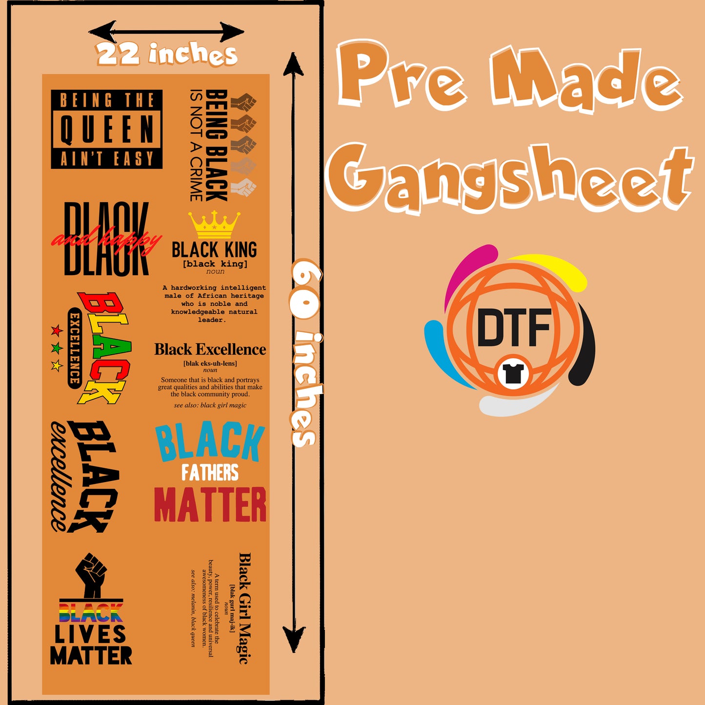 Melanin Magic Set Premade DTF Gangsheet