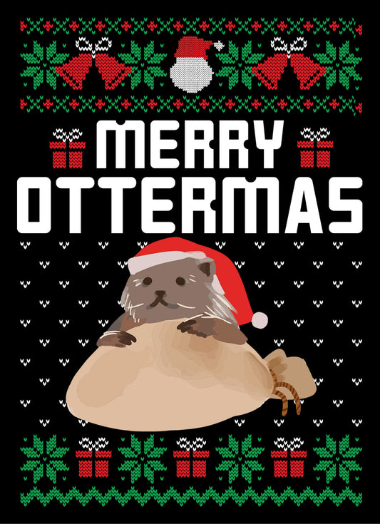 Merry Ottermas Otter Ugly Sweater Party Ready To Press DTF Transfer