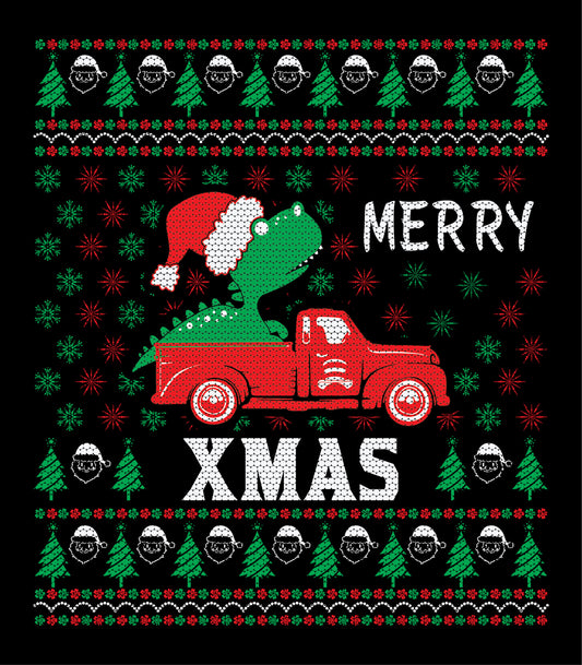 Merry X-mas Dinosaur Ugly Christmas Sweater Party Unisex Sweatshirt Ready To Press DTF Transfer