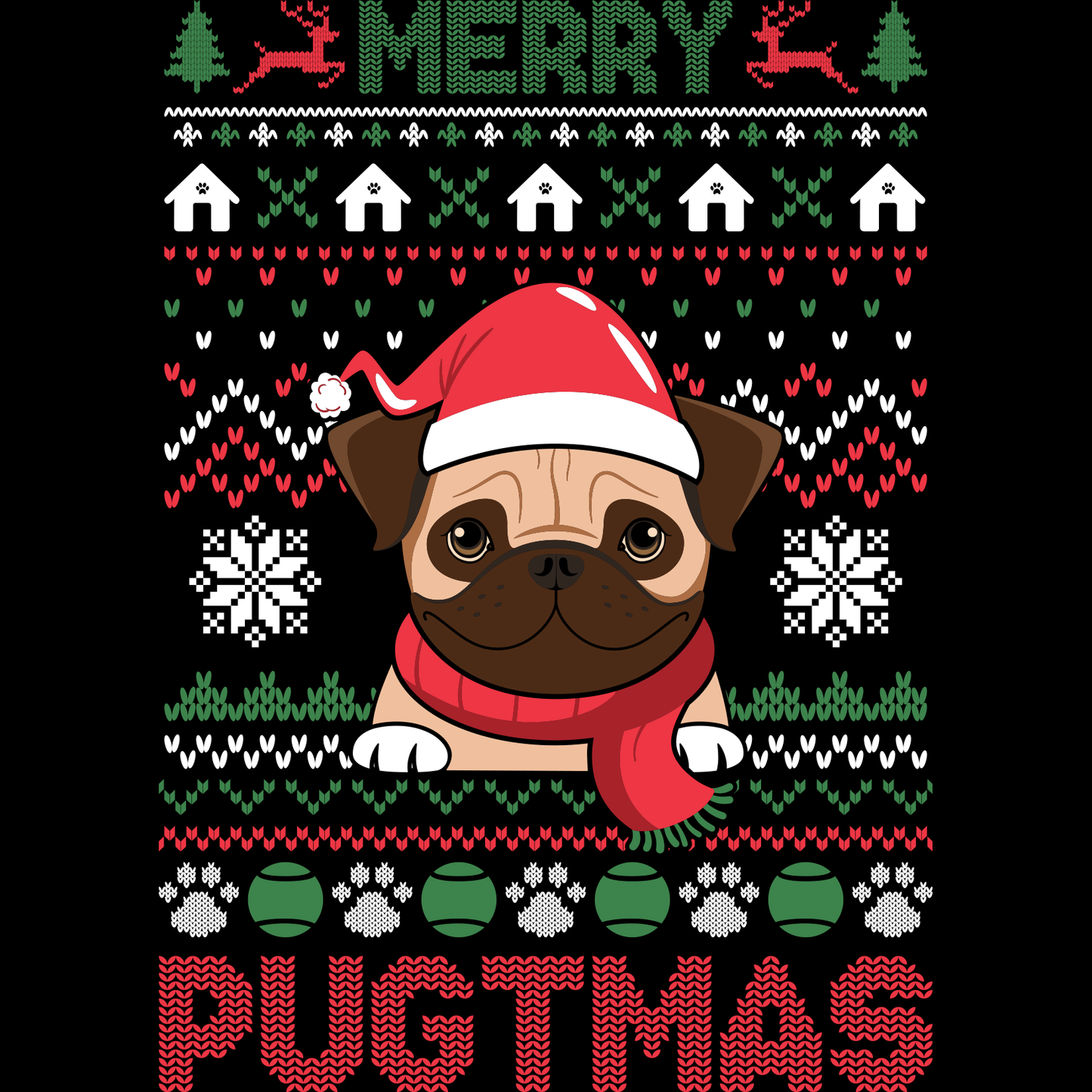 Merry Pugtmas - Ready to Press DTF Transfers