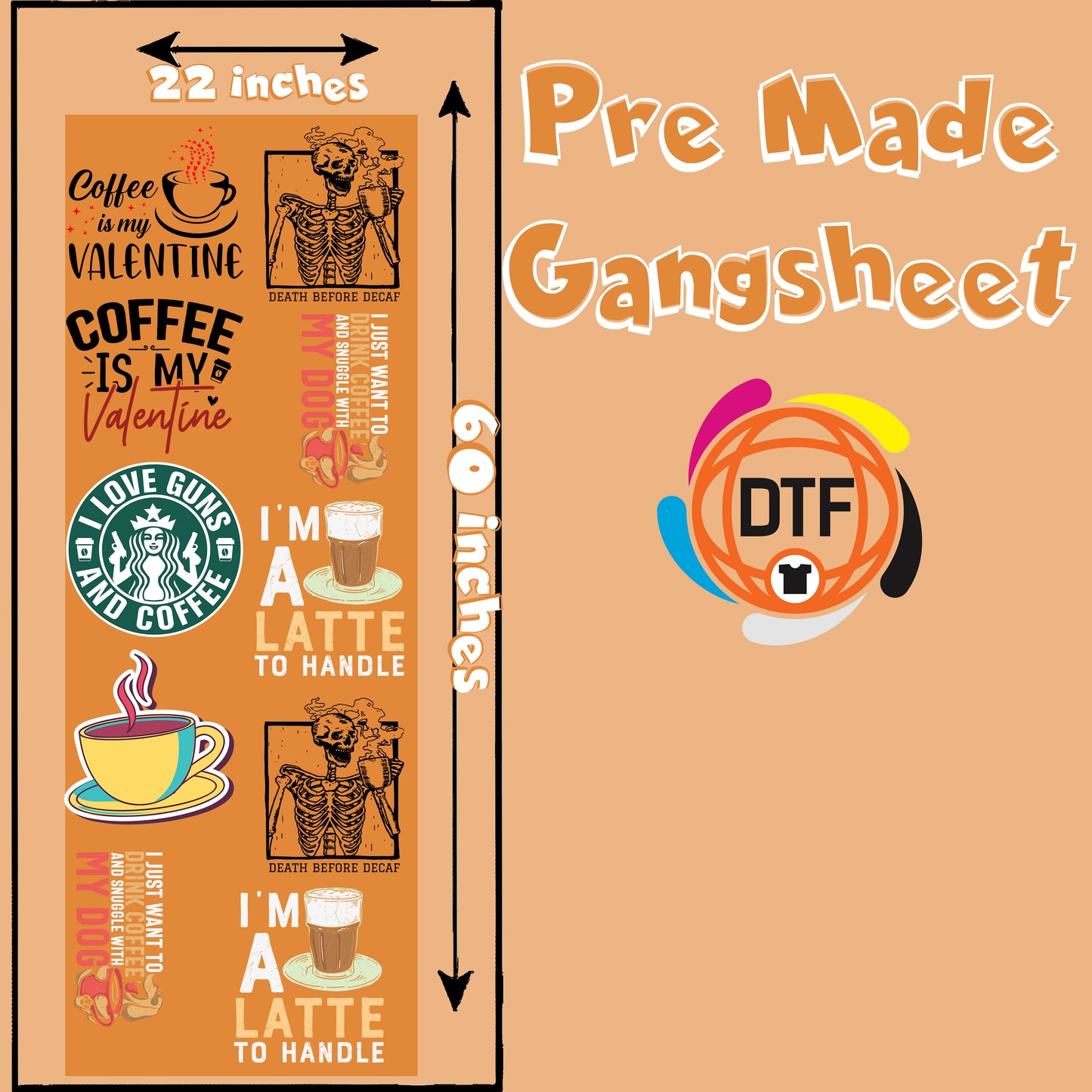 Nice Coffee Premade DTF Gangsheet