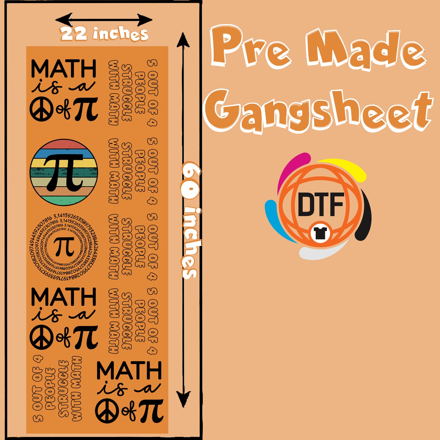 Number Nerd Collective Premade DTF Gangsheet