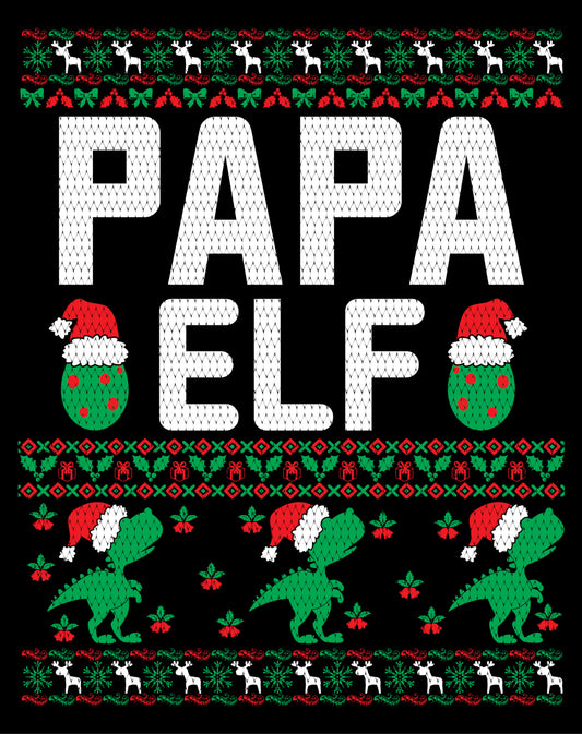 Papa Elf Christmas Ugly Sweater Party Ready To Press DTF Transfer