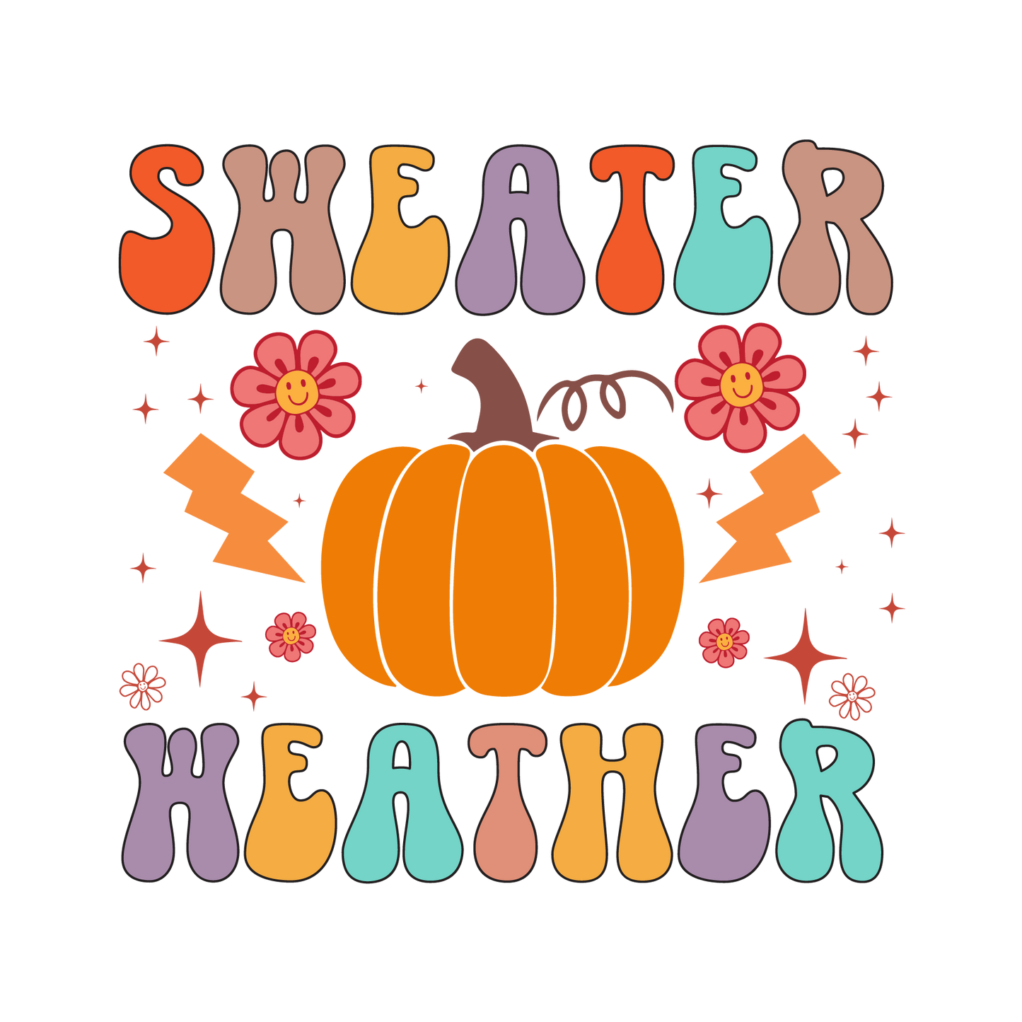 Sweater Weather Retro Pumpkin Ready To Press DTF Transfer