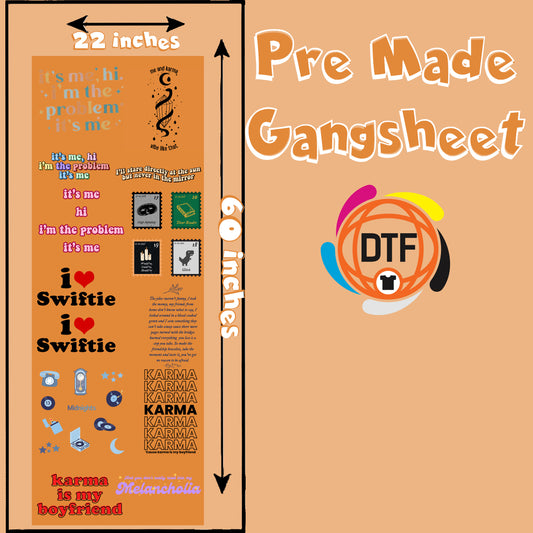 Swiftie Serenade Premade DTF Gangsheet