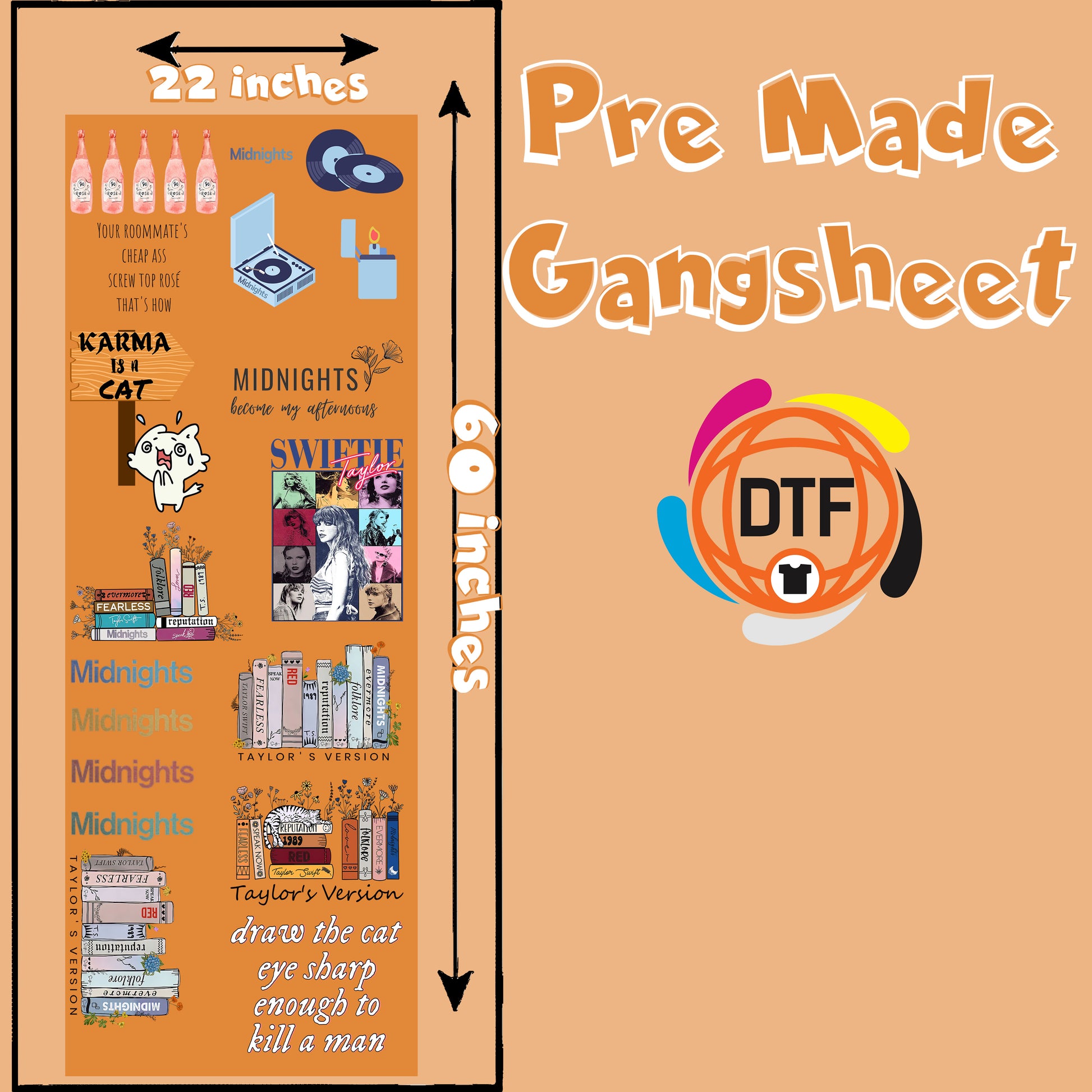 Swiftie Wonderland Premade DTF Gangsheet