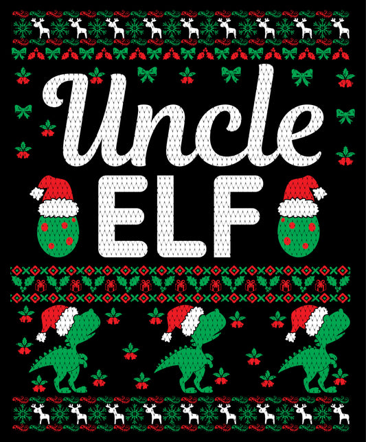 Uncle Elf Christmas Ugly Sweater Party Ready To Press DTF Transfer