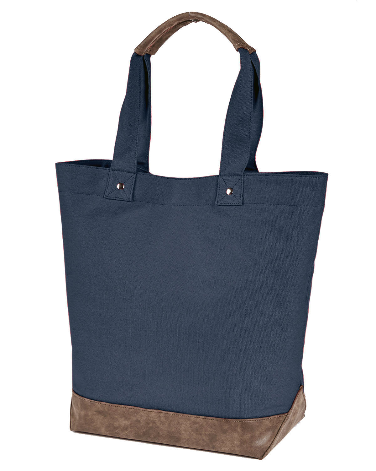 Authentic Pigment Canvas Resort Tote DEEP NAVY BROWN