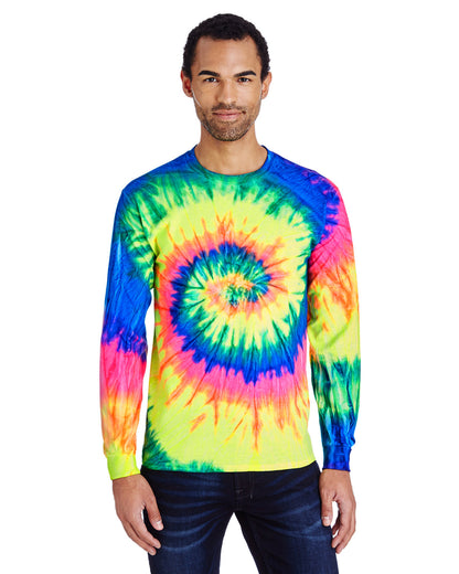 Tie-Dye Adult Long-Sleeve T-Shirt NEON RAINBOW